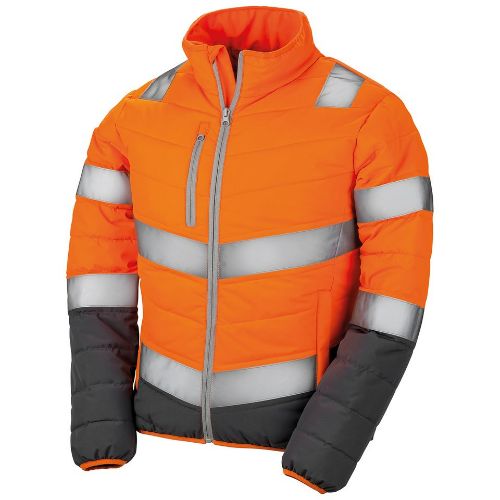 Result Safeguard Women's Soft Padded Safety Jacket Fluorescent Orange/Grey